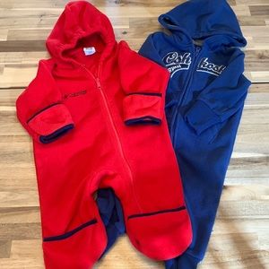 Lot of 2 Columbia Sportwear/Oshkosh Baby/Toddler Fleece Suits - Size 6-12 Mos.